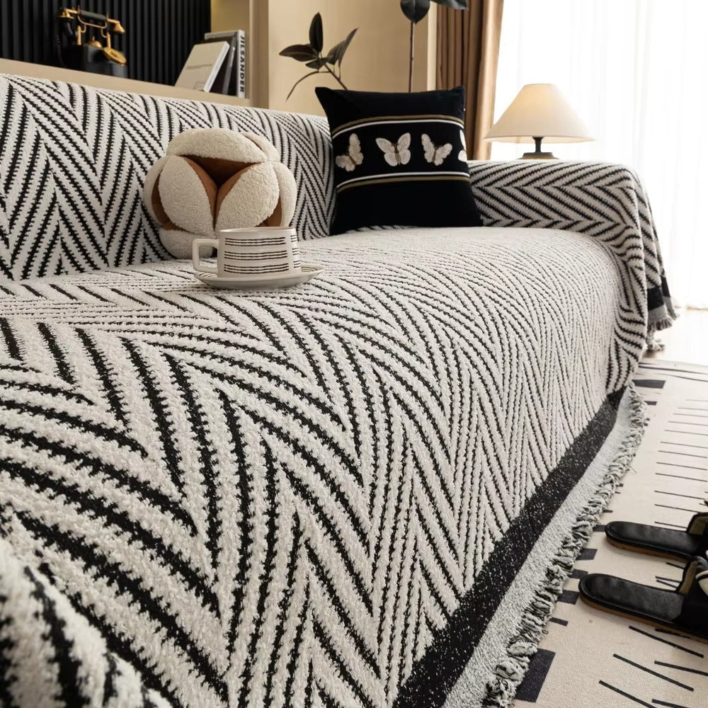 BowLift | Chevron Herringbone Tassel Sofa Cover