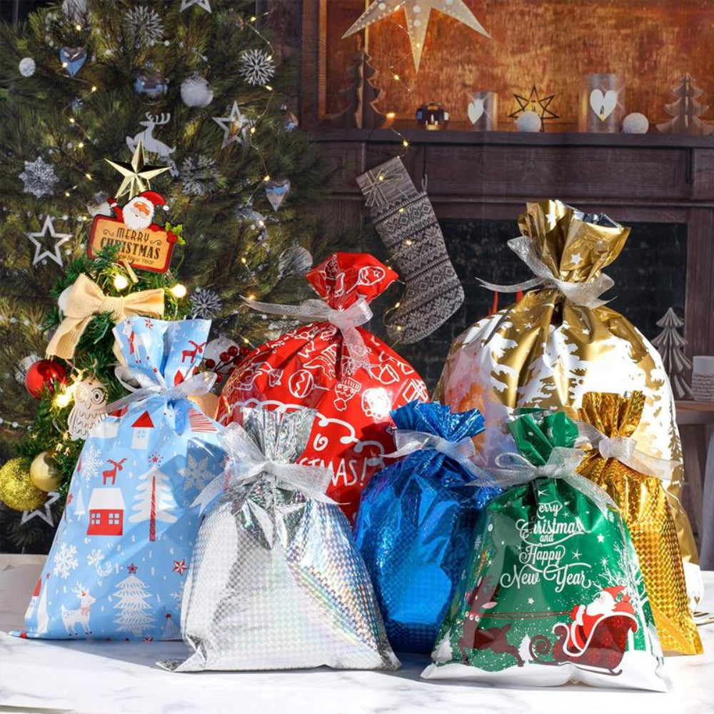BowLift | Christmas Gift Bag Set Reusable Foil Holiday Wrapping Bags