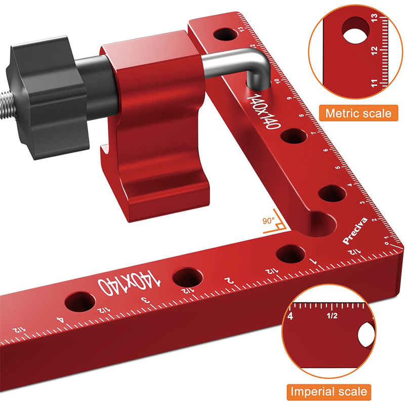 BowLift | 2 Sets 90 Degree Positioning Squares , 5.5" Aluminum Alloy Right Angle Clamps Fixing Clamp for Picture Frame Box Cabinets Drawers