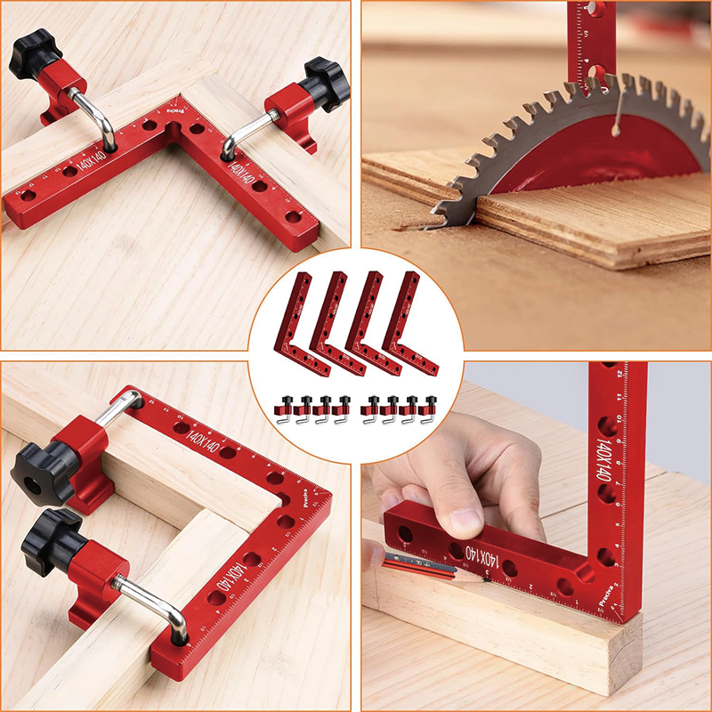 BowLift | 2 Sets 90 Degree Positioning Squares , 5.5" Aluminum Alloy Right Angle Clamps Fixing Clamp for Picture Frame Box Cabinets Drawers