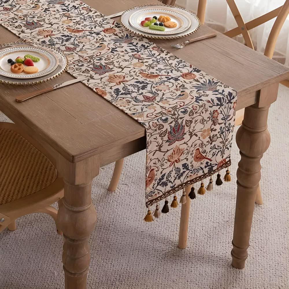 BowLift | Elegant table runner with flower and bird design