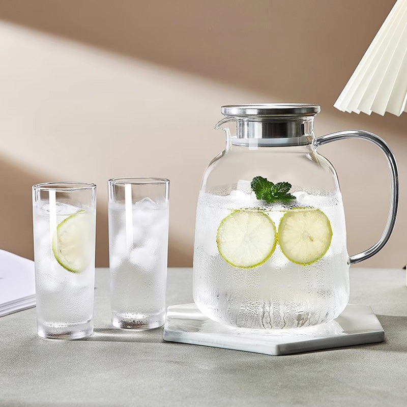 BowLift | 1800ML Glass Cold Kettle, Heat-Resistant Glass Cup, Flower Teapot, Juice Pot