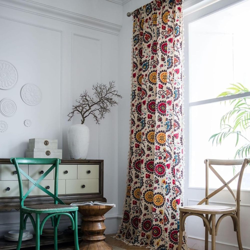 BowLift | Boho Color Wheel Bloom Tassel Curtain