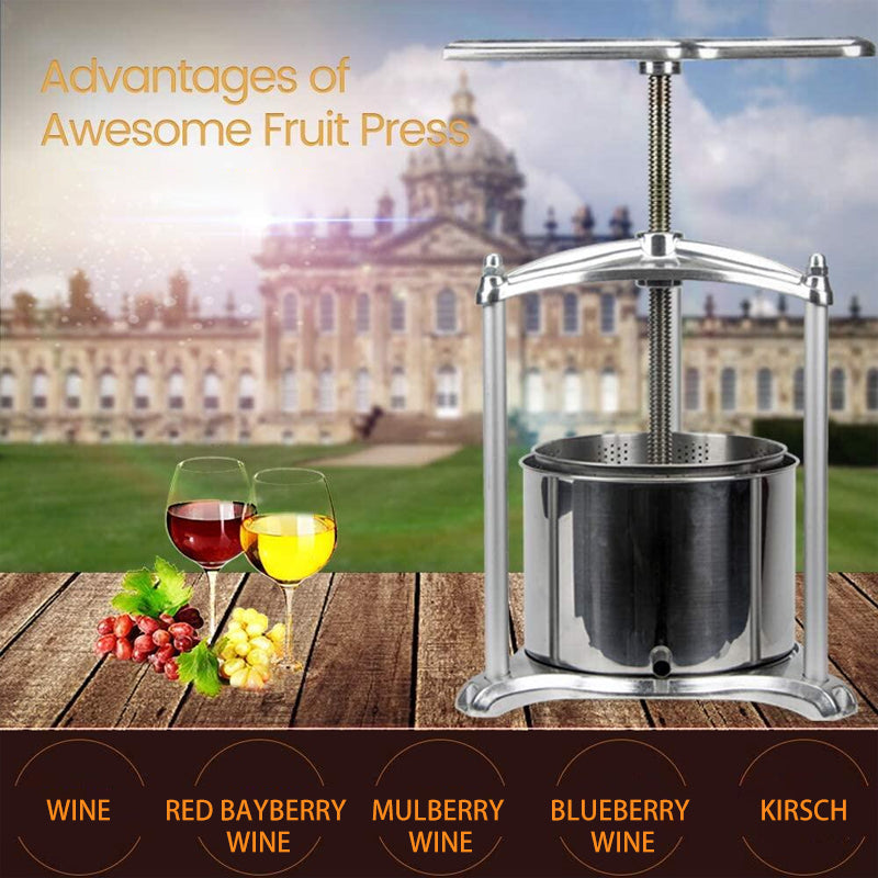 BowLift | High-End Household Manual Fruit Wine Press For European And American Kitchens, 1.6 Gallons/6 Liters, Stainless Steel Barrel For Pressing Cheese, Vegetable Fillings, Medicinal Residues And Squeezing Out Water