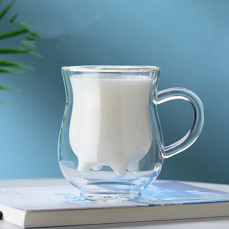 BowLift | Cow Double Layer Glass Mug