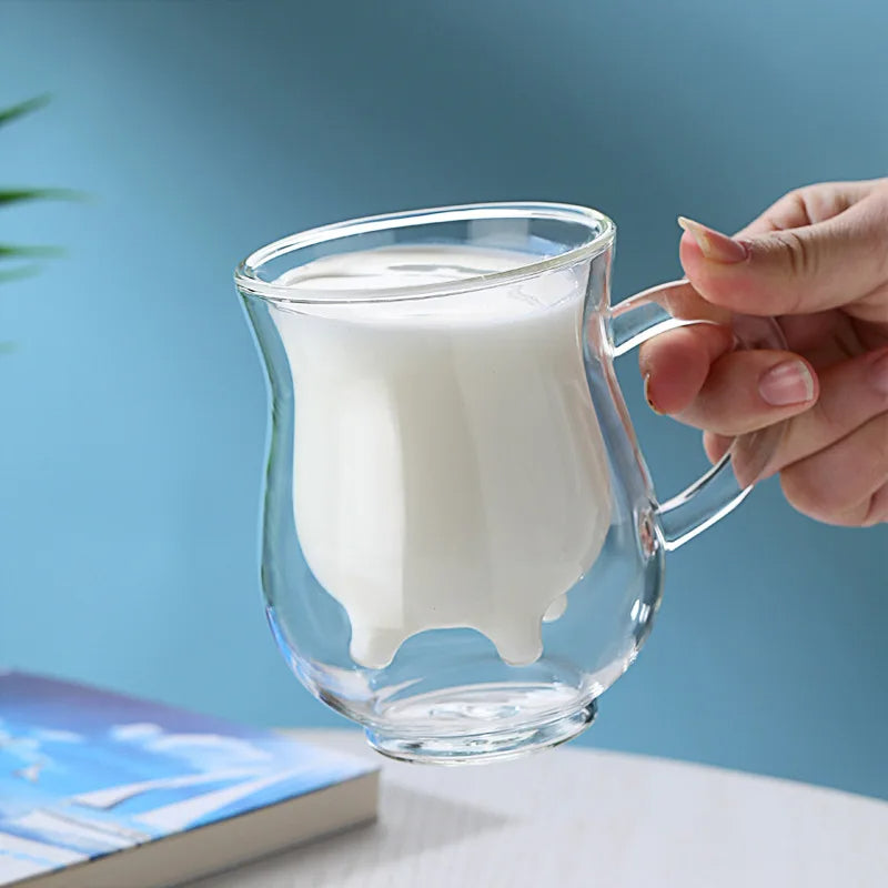 BowLift | Cow Double Layer Glass Mug