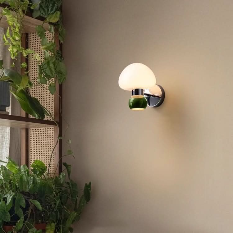BowLift | Cream Glass Mushroom Wall Sconce Light
