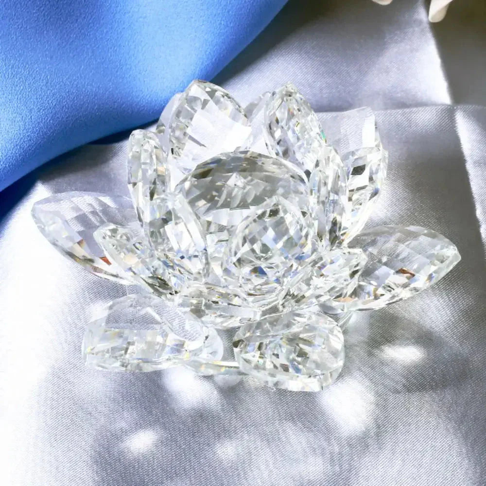 BowLift | Crystal Lotus Flower Figurine Home Wedding Decoration Glass Art Collection Paperweight Office Table Ornaments Souvenir Gifts