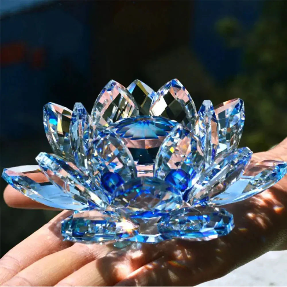 BowLift | Crystal Lotus Flower Figurine Home Wedding Decoration Glass Art Collection Paperweight Office Table Ornaments Souvenir Gifts