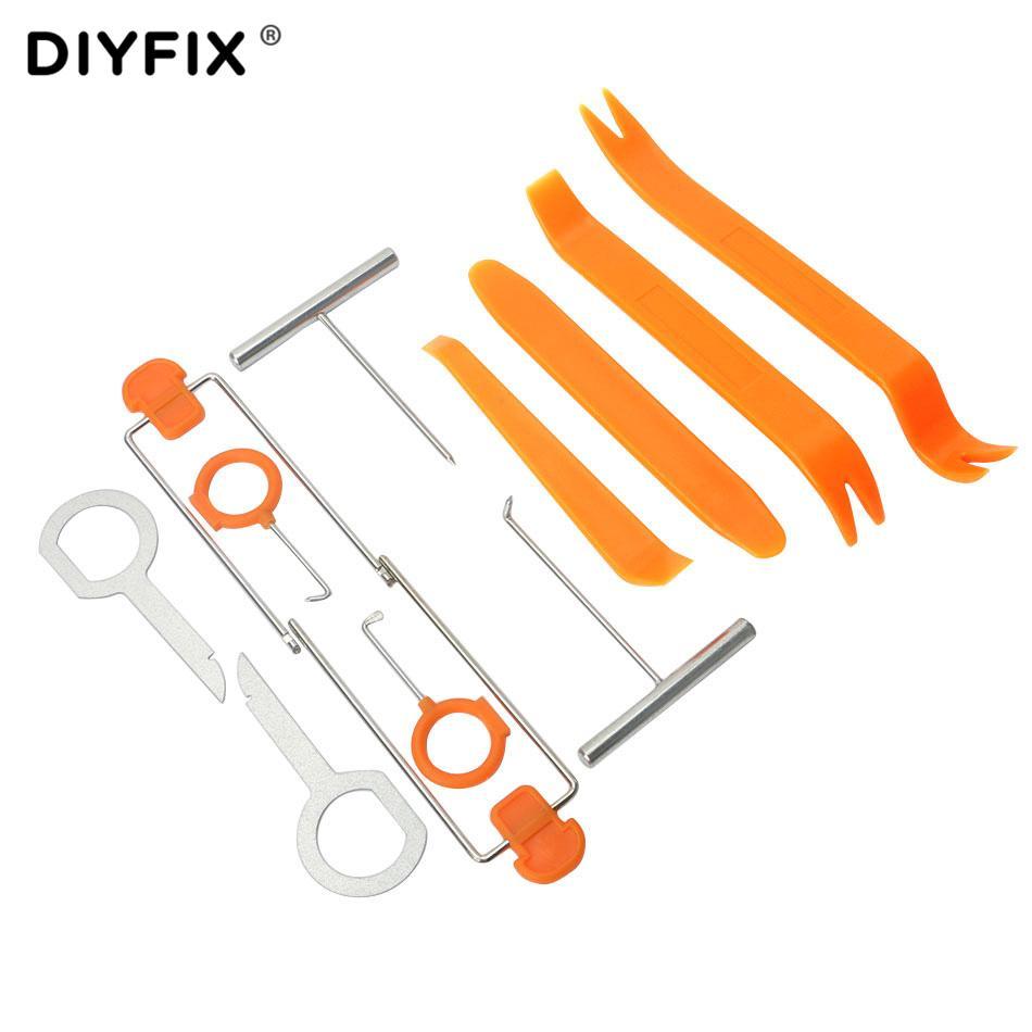 BowLift | DIYFIX 12Pcs Car Repair Tool Set Plastic Car Radio Door Clip Panel Trim Dash Roof Audio Removal Installer Pry Hand Tool Kit