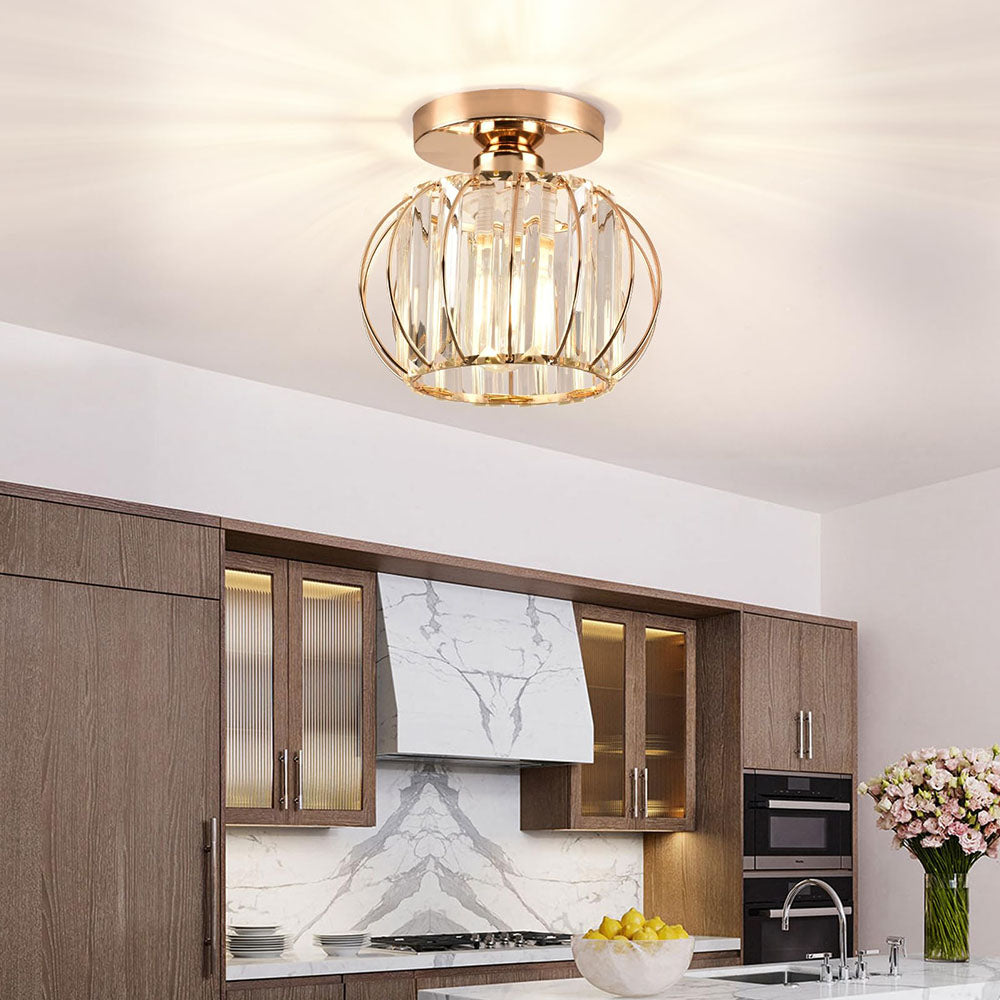 BowLift | Crystal Ceiling Light with Gold Flush Mount