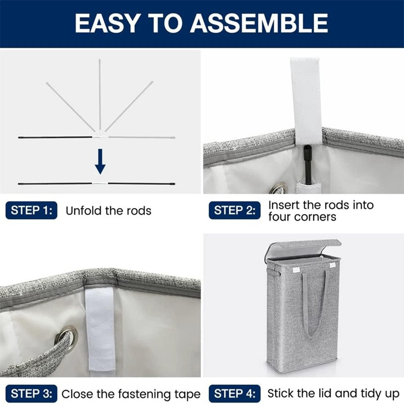 BowLift | 45L Slim Laundry Hamper with Lid
