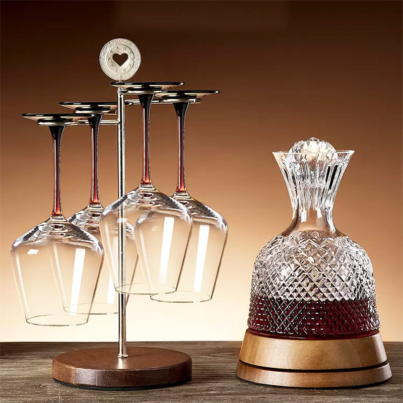 BowLift | High-End Light Luxury Red Wine Glass Set Rotating Decanter Crystal Glass High-Foot Cup Home Wine Glass Wine Set