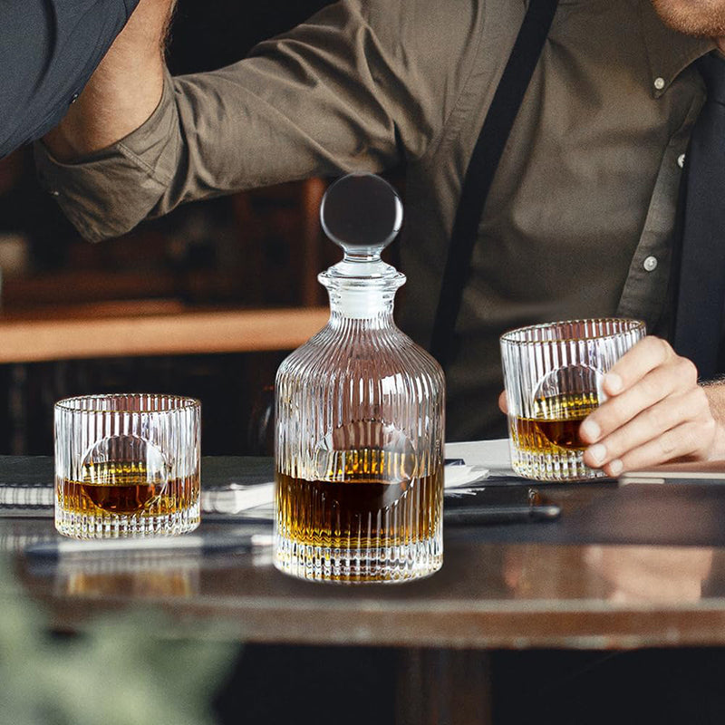 BowLift | 18oz Whiskey Liquor Wine Decanter Set Include(1decanter+2glasses) for Bar Home Restaurant Kitchen Bathroom