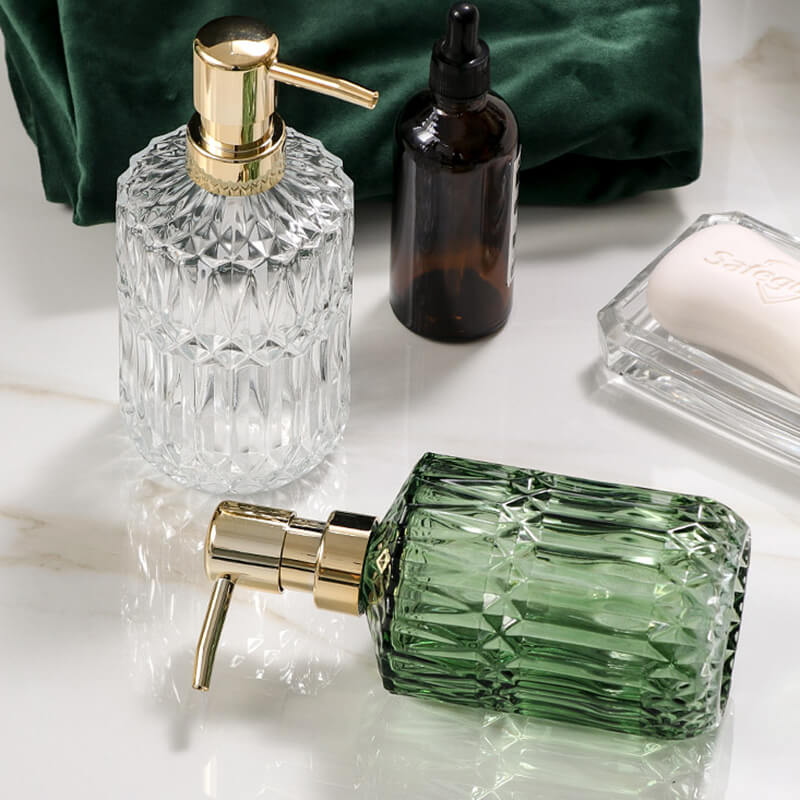 BowLift | Diamond Pattern Glass Soap Dispenser