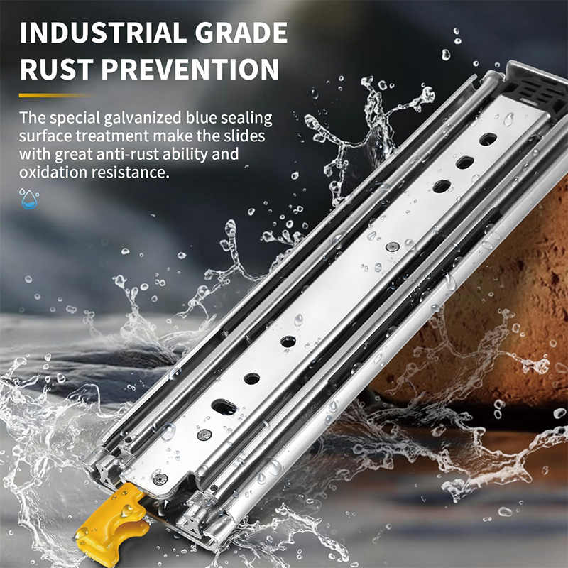 BowLift | Heavy Duty Drawer Slides with Lock 24" Length,Full Extension Side Mount Ball Bearing Locking Rails Track Glides Runners Load 485 Lbs,1 Pair
