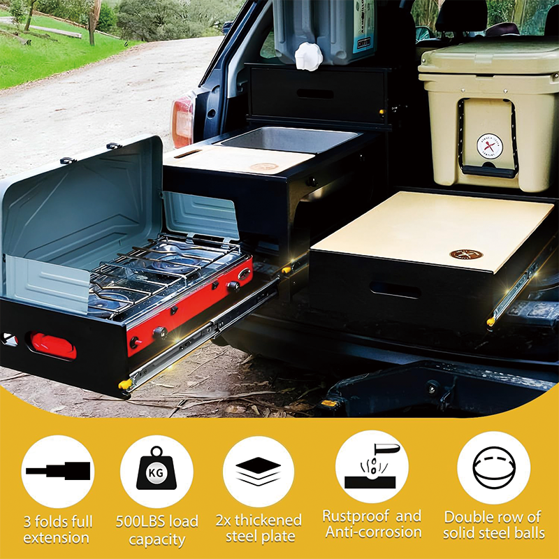 BowLift | Heavy Duty Drawer Slides with Lock 24" Length,Full Extension Side Mount Ball Bearing Locking Rails Track Glides Runners Load 485 Lbs,1 Pair