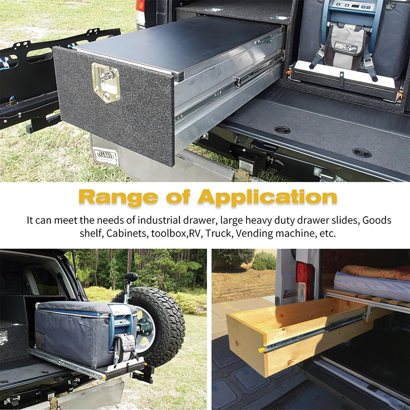 BowLift | Heavy Duty Drawer Slides with Lock 24" Length,Full Extension Side Mount Ball Bearing Locking Rails Track Glides Runners Load 485 Lbs,1 Pair