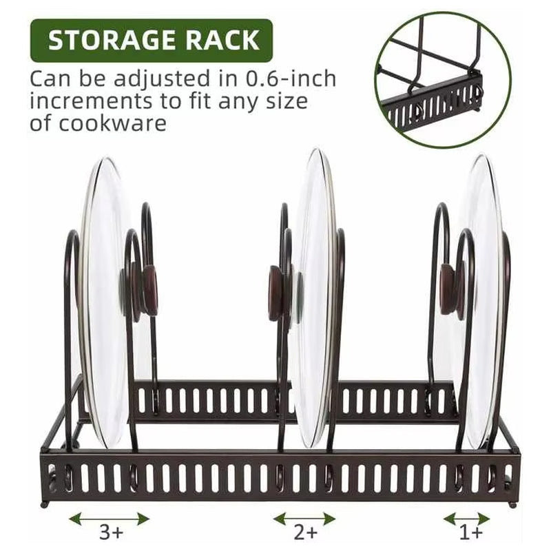 BowLift | Metal Expandable And Detachable Pot Pan And Cover Organizer Display Rack Holder For Kitchen Cabinet Pantry
