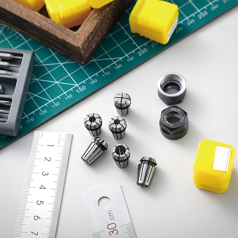 BowLift | 19 Pcs ER11 Collet Set, Thread Collet Clamping Nuts Precision Spring Collet Set for CNC Engraving Milling Lathe Chuck Tool, 1/4, 1/8