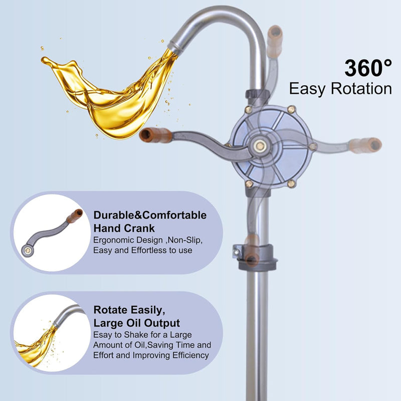 BowLift | 15 To 55 Gallon Drum Pump, Upgraded All-Aluminum Oil Transfer Barrel Pump, Hand Fuel Pumps For Diesel, Kerosene, Hydraulic Fluid