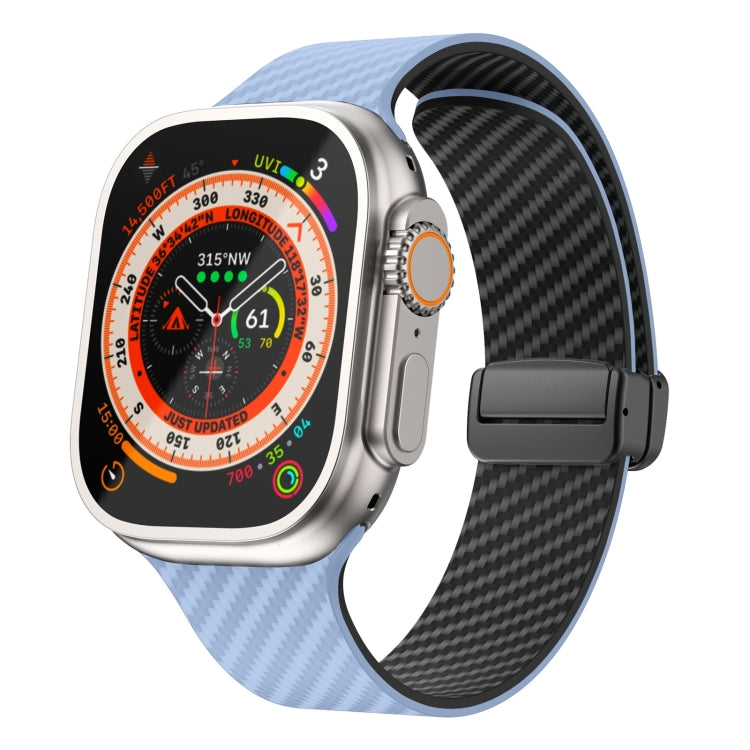 BowLift | For Apple Watch Ultra 2 49mm Carbon Fiber Magnetic Black Buckle Bracelet (Light Blue Black)