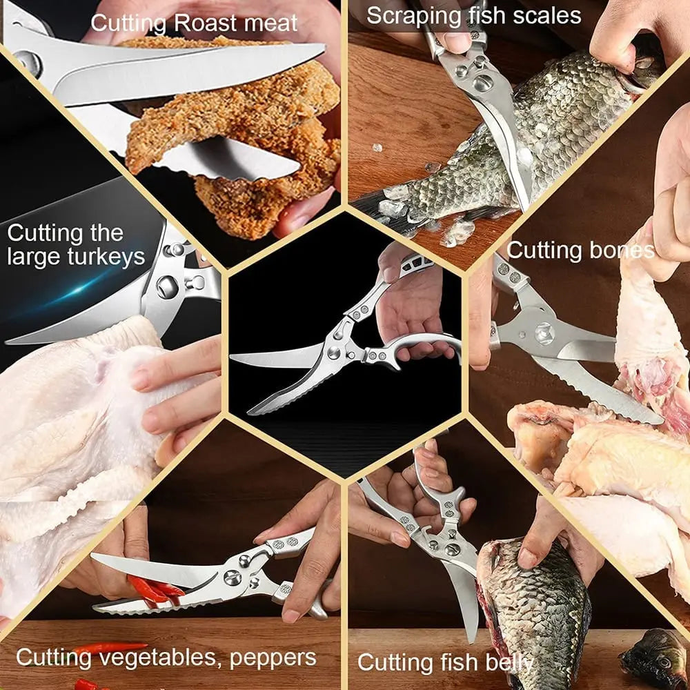BowLift | Stainless Steel Poultry Shears Extra Strong – Cuts Bones, Meat & Fish