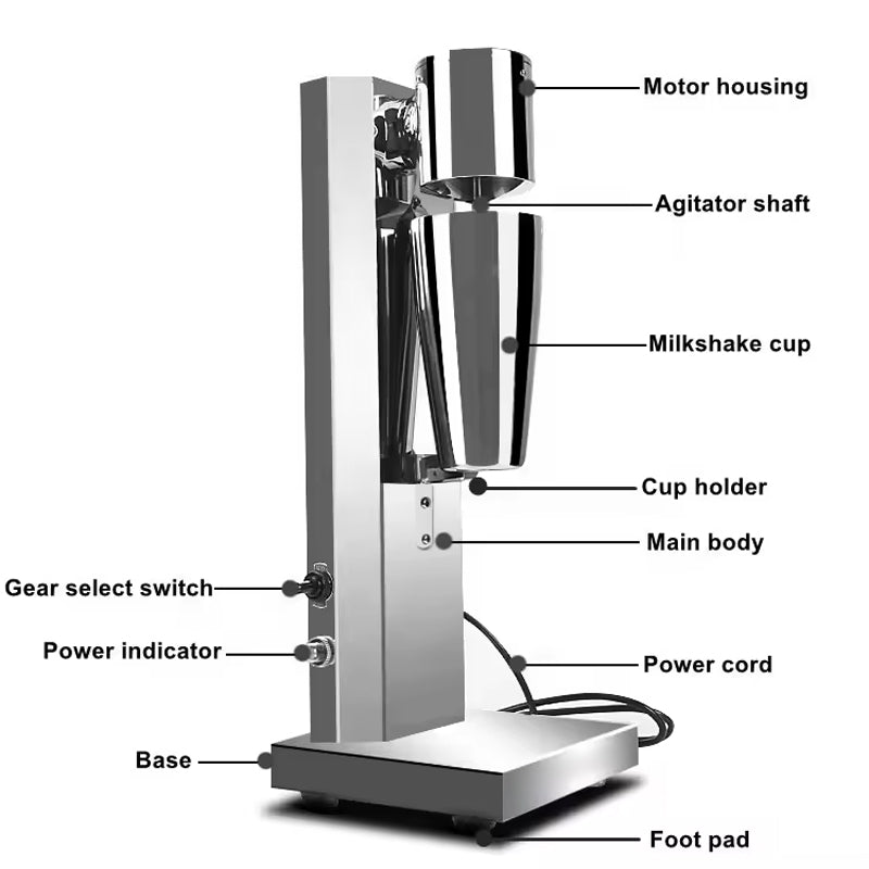 BowLift | Stainless Steel Single Head Commercial Milk Shake Maker Mixer 180W Electric Milkshake Machine With 750ml Cup