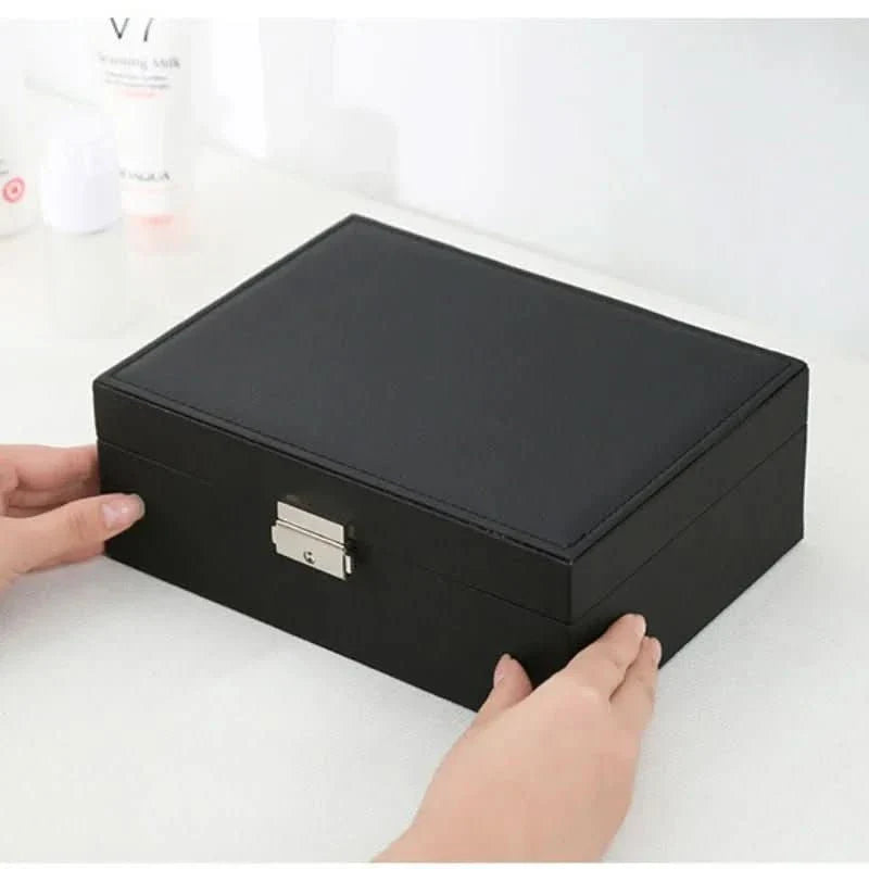 BowLift | Elegant jewelry box made of wood with PU leather, 2-layered