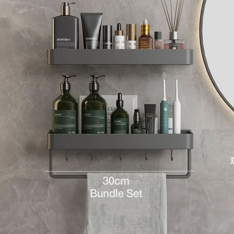BowLift | Elegant wall shelf for the bathroom with towel rail & drill-free installation