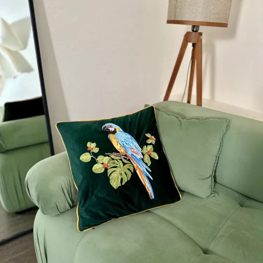 BowLift | Embroidered Parrot Cushion