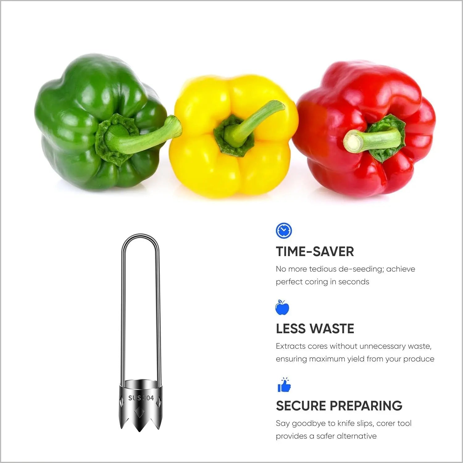 BowLift | Ergonomic Core Remover made of Stainless Steel for Fruits and Vegetables