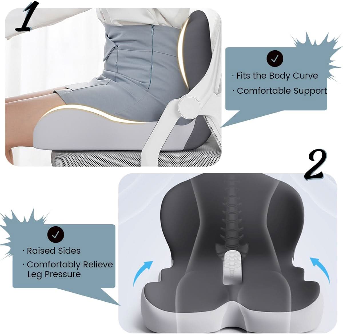 BowLift | Ergonomic seat cushion with lumbar support for office, car & travel