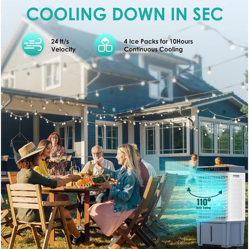 BowLift | Evaporative Cooler 1800CFM Swamp Cooler with 12H Timer, 110° Oscillation Indoor/Outdoor Use