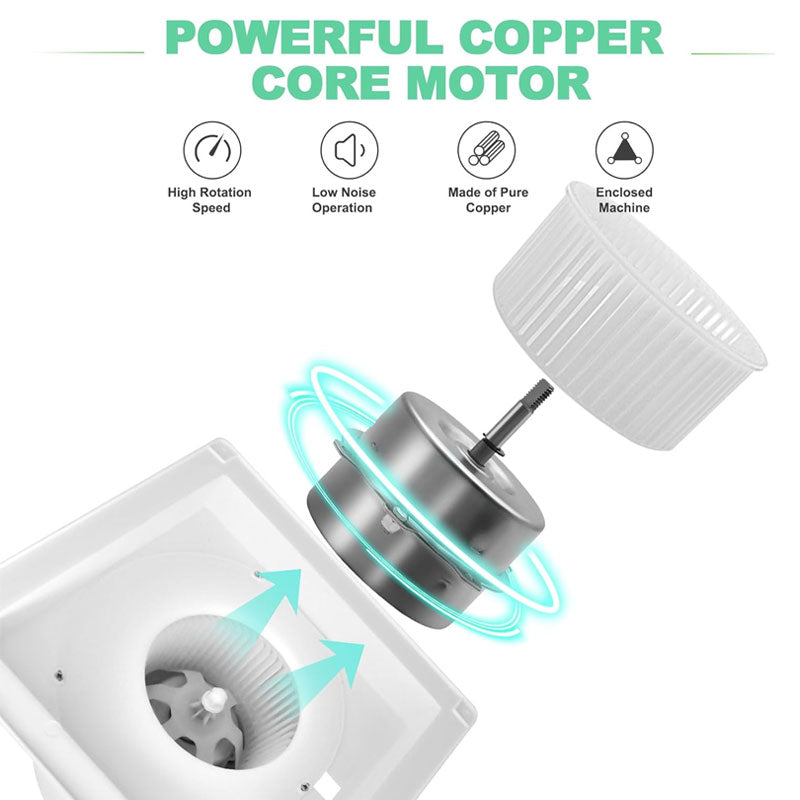 BowLift | Lighted Bathroom Exhaust Ventilator, 164 CFM 0.7Sones Quiet Ceiling Ventilation Fan, 6000K 12W LED, White