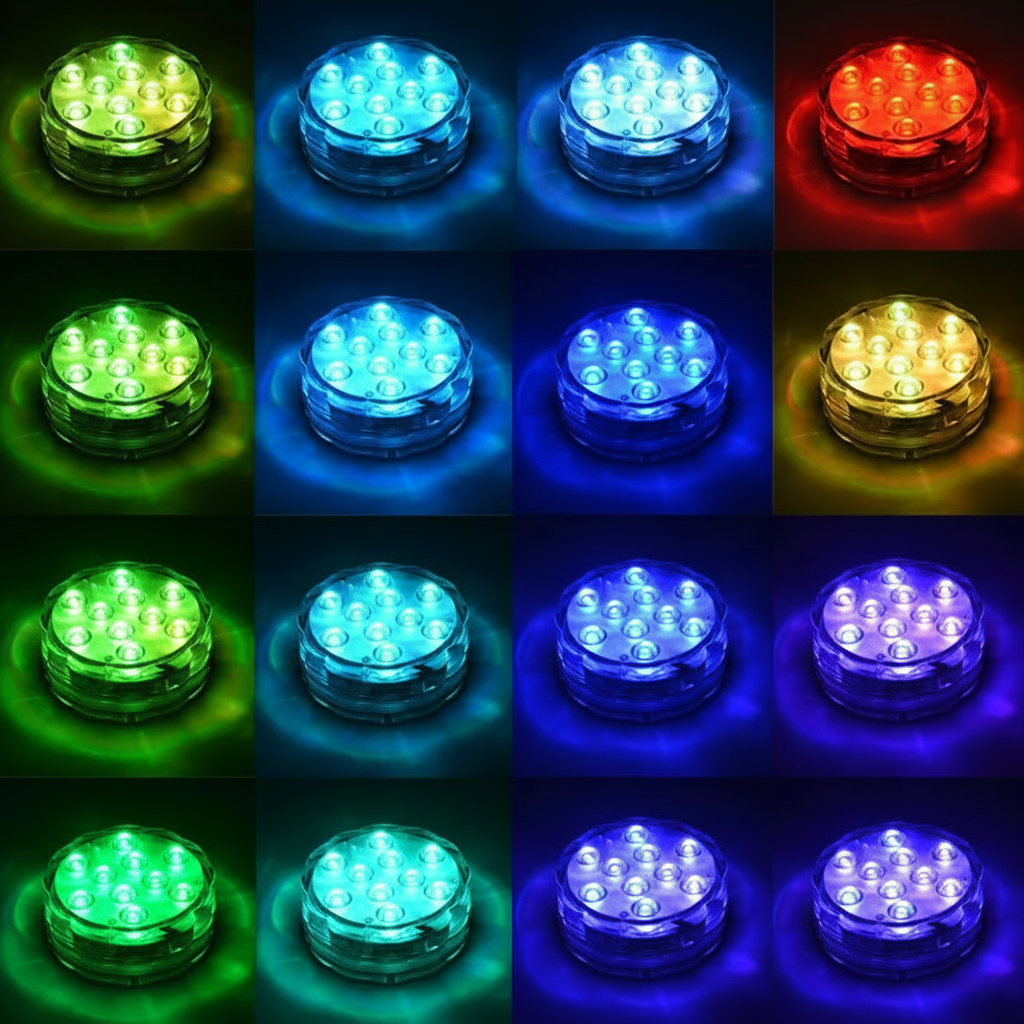 BowLift | Waterproof Submersible LED Lamp | IP68 Ingress Protection | Magnetic & Suction Cup Mounting | RF Remote Control (15m Range) | 13 High-Lumen RGB Beads | 360° Illumination for Pools & Aquariums