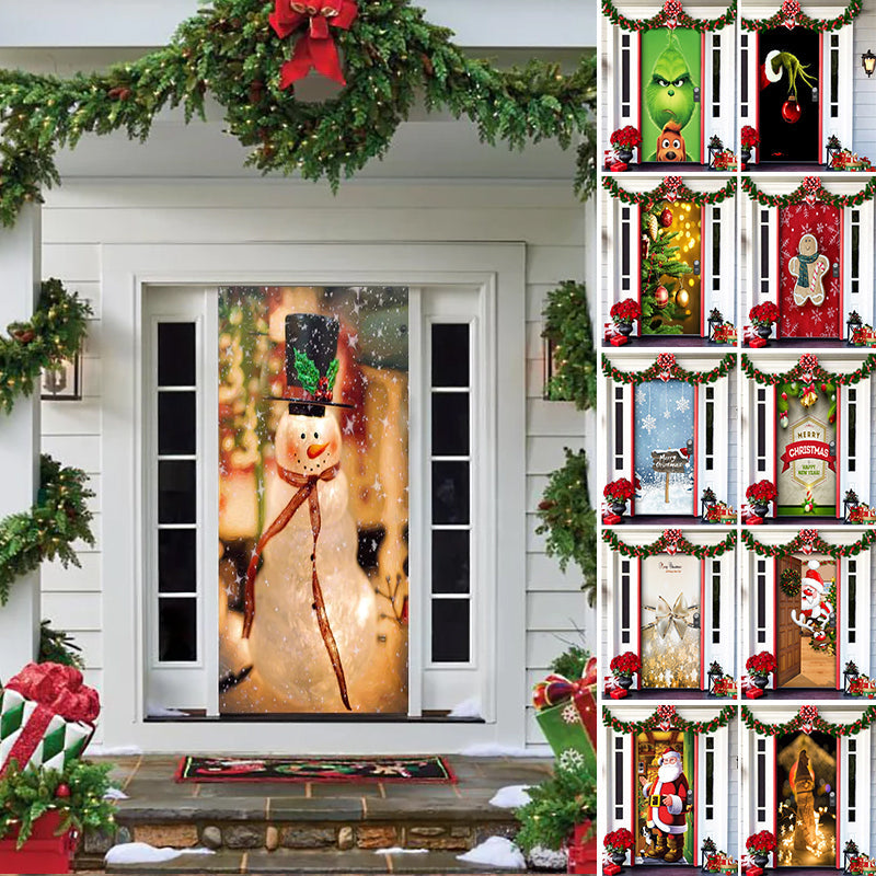 BowLift | Christmas Door Cover | Fabric Front Door Decoration | Washable & Reusable | 91×203cm