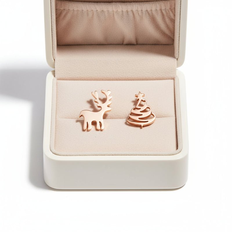 BowLift | Elegant 925 Silver Christmas Stud Earrings with Festive Shine