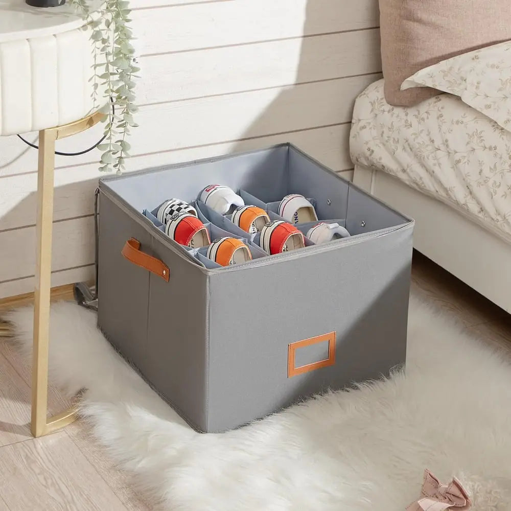 BowLift | Foldable shoe box made of fabric – With 16 individually adjustable compartments