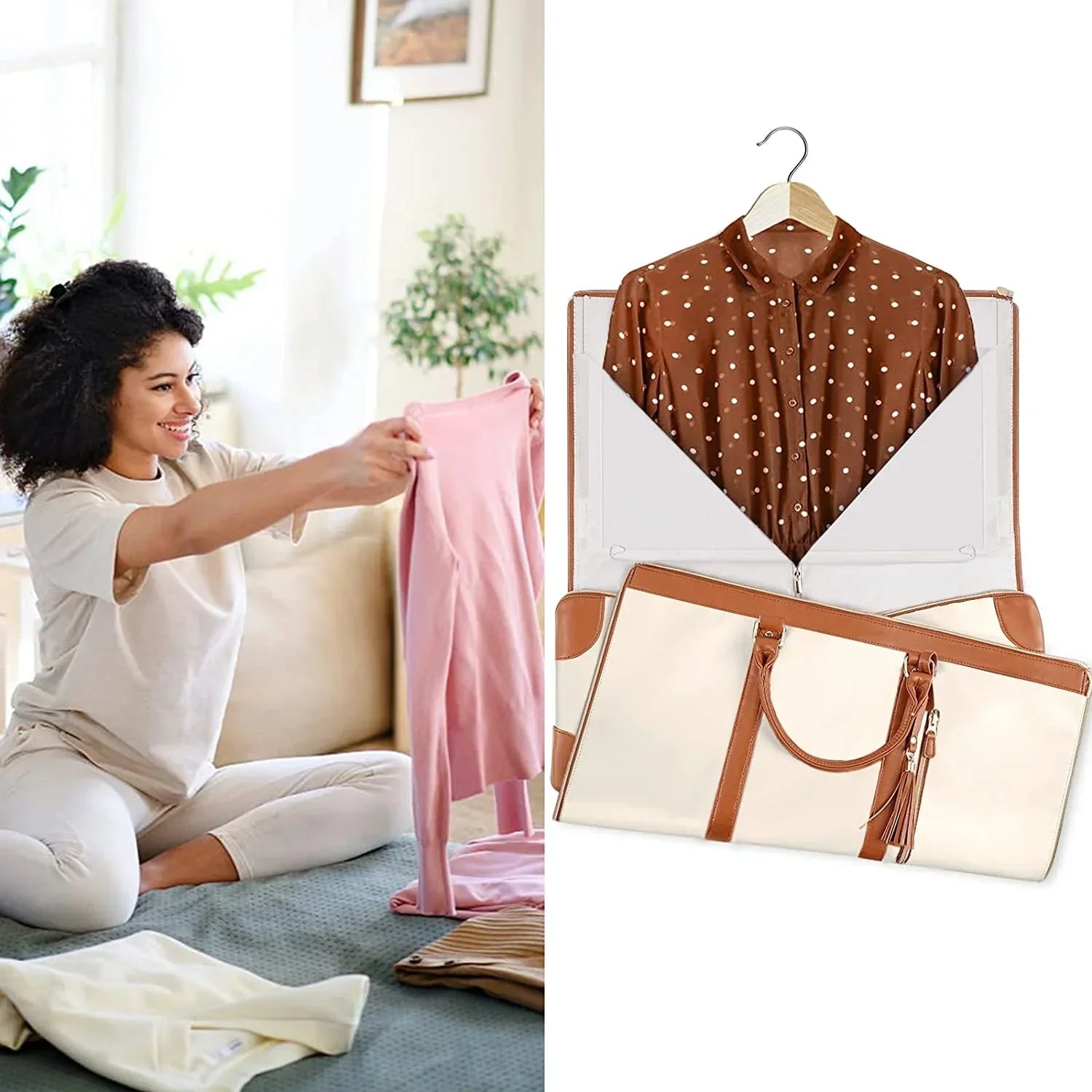 BowLift | GARMENTGO Travel Garment Bag – Foldable PU Leather Suit Carrier for Wrinkle-Free & Stylish Travel