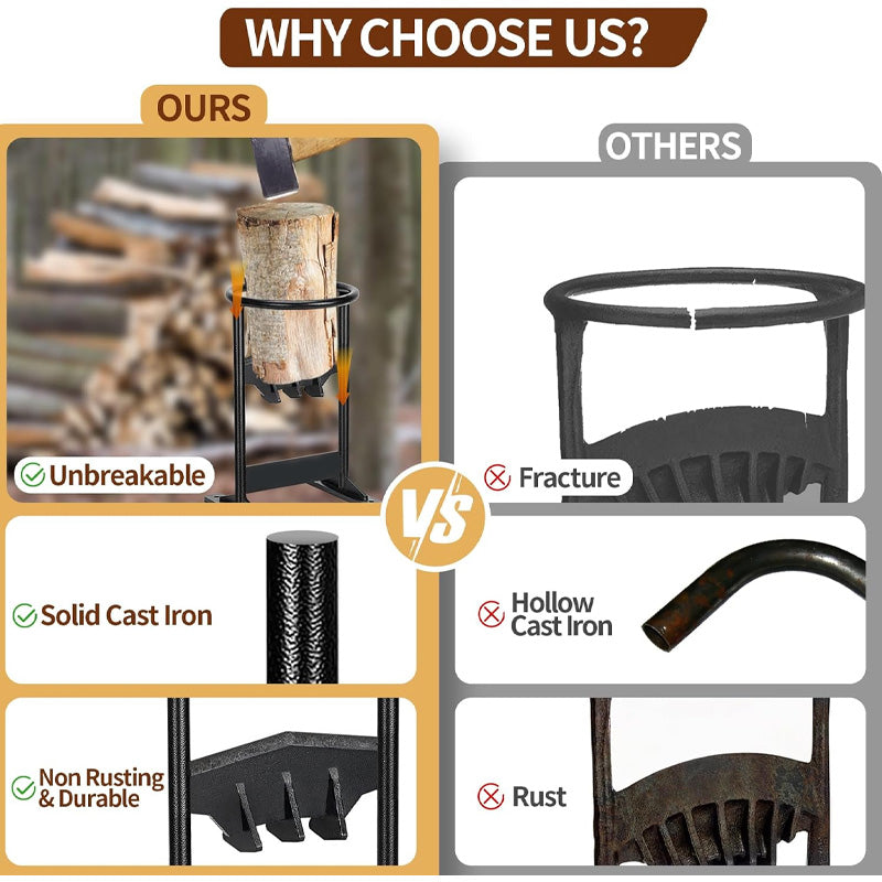 BowLift | Heavy Duty Manual Firewood Splitter, Portable Firewood Cutting Tool For Outdoor Camping, Indoor Home Use