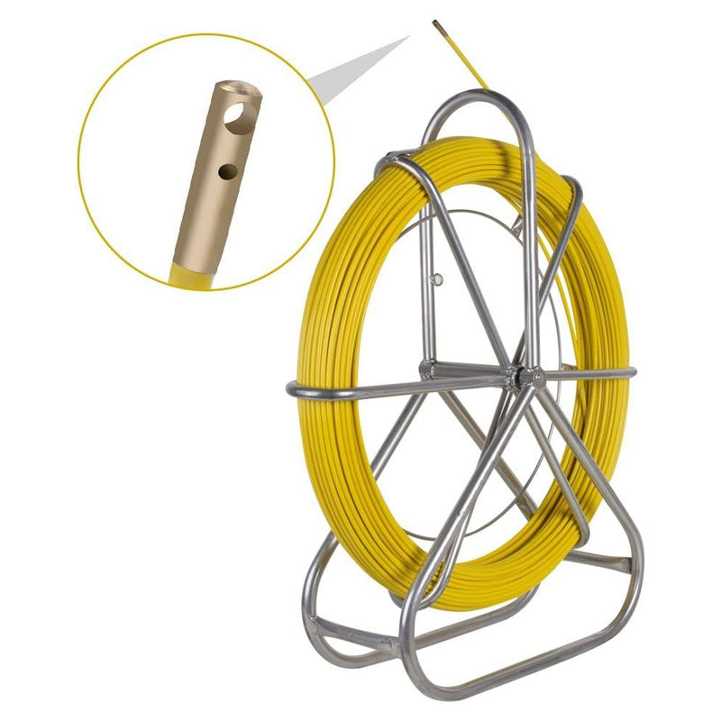 BowLift | Fish Tape Fiberglass Reel Wire Cable Running Rod Pipe Dredge Fish Tape Puller 6mm, Salvage Tool For Wall And Electrical Duct