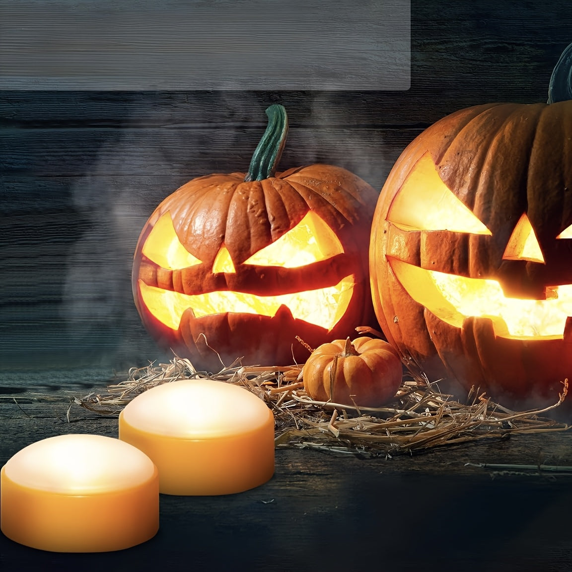 BowLift | Flameless Jack-O’-Lantern Lights – LED Battery Tea Candle Decor Set