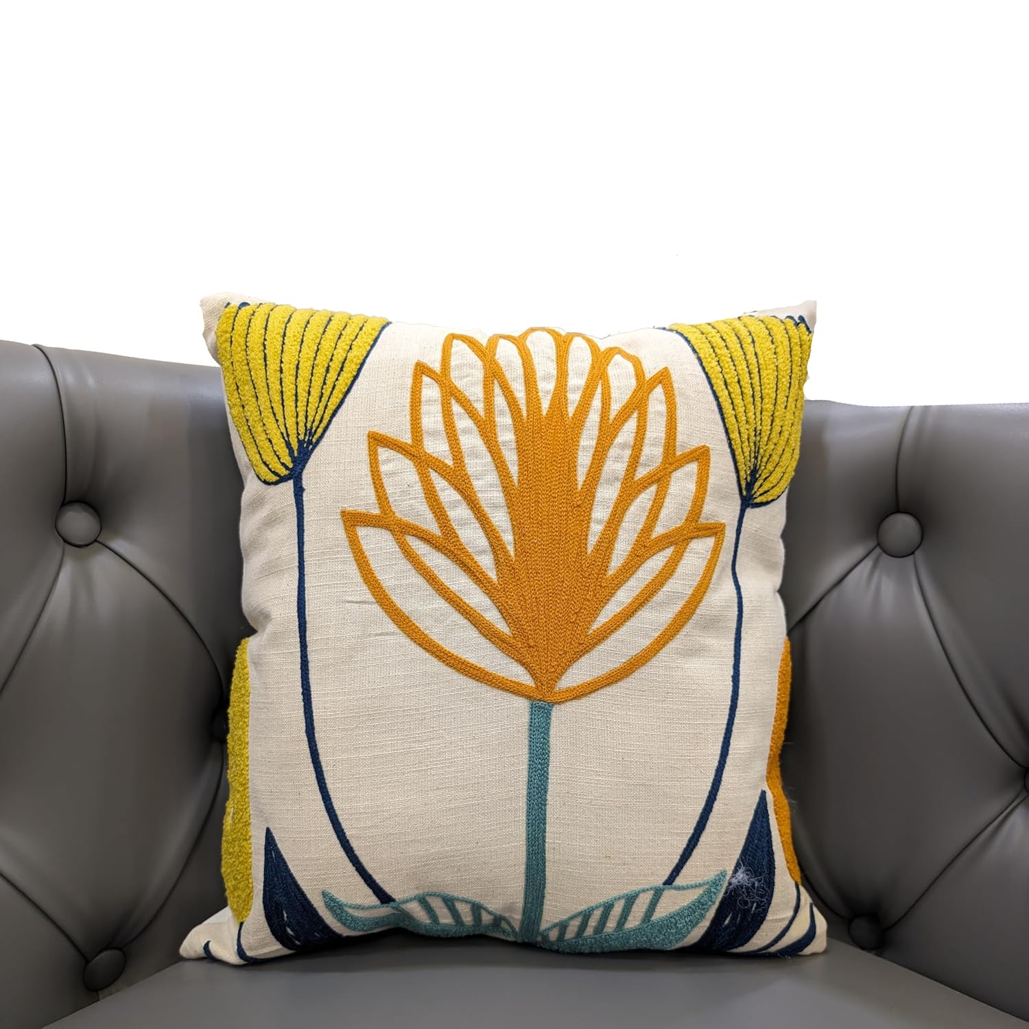BowLift | Floral Embroidered Cotton Cushion Cover