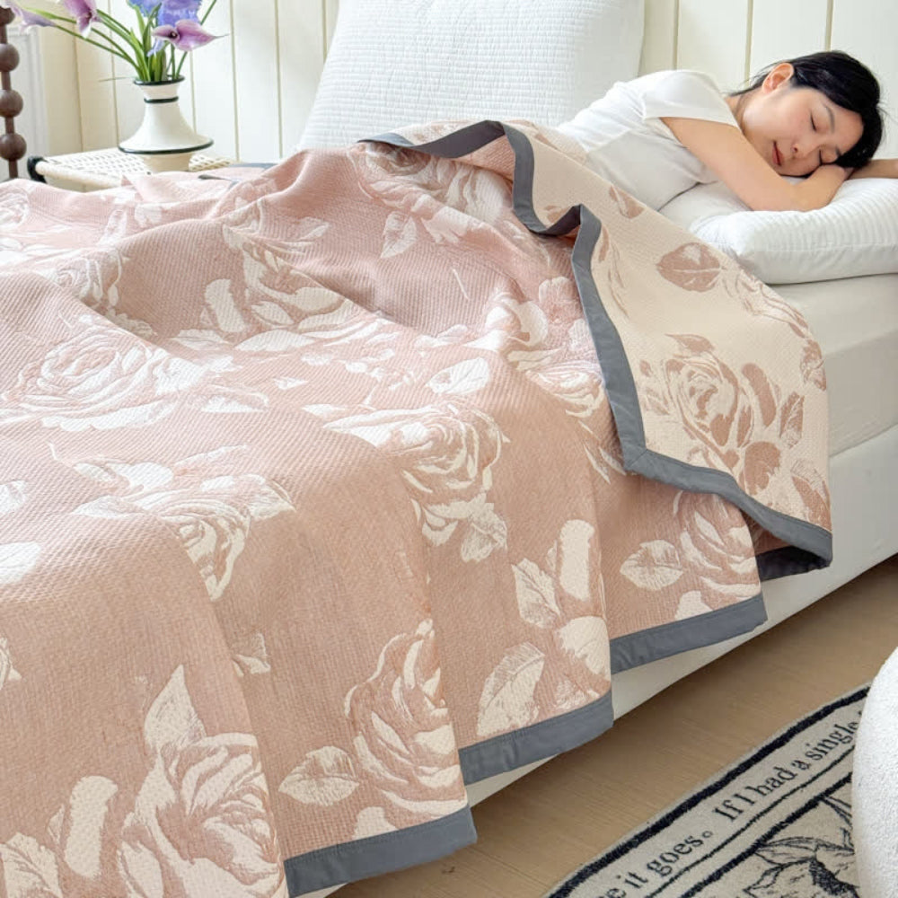 BowLift | Flouriva Pink Rose Cotton Blanket