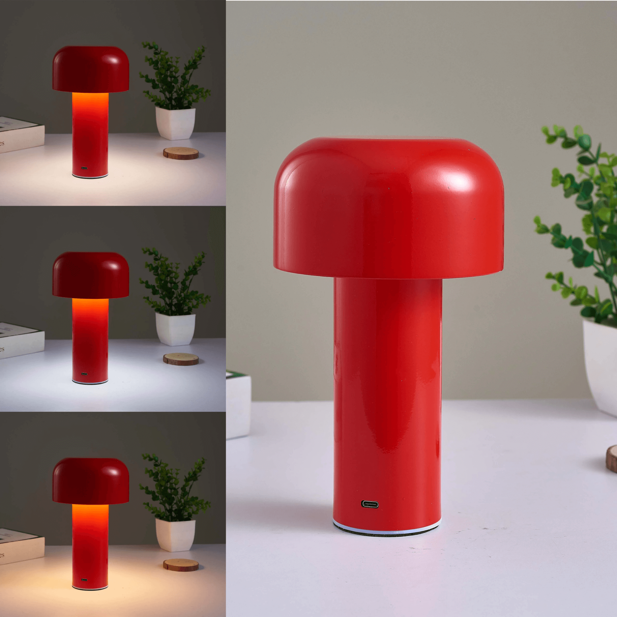 BowLift | Cordless Mushroom Battery Operated Rechargeable Table Lamps Lights for Bedside and Dining Table Room