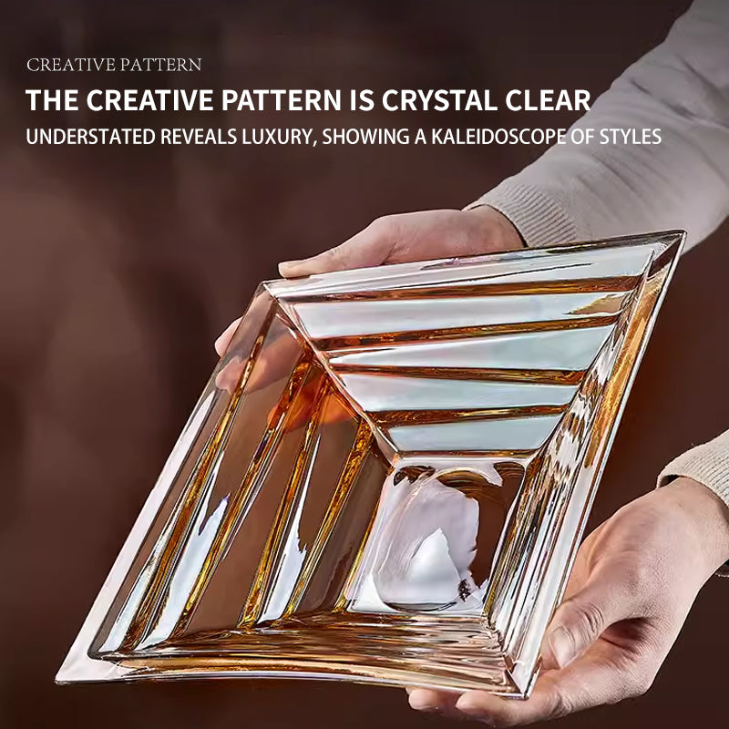 BowLift | High-End Light Luxury European-Style Home Crystal Glass Plate, Living Room Coffee Table Fruit Plate, Large Fruit Plate, Suitable For Offices And New Homes