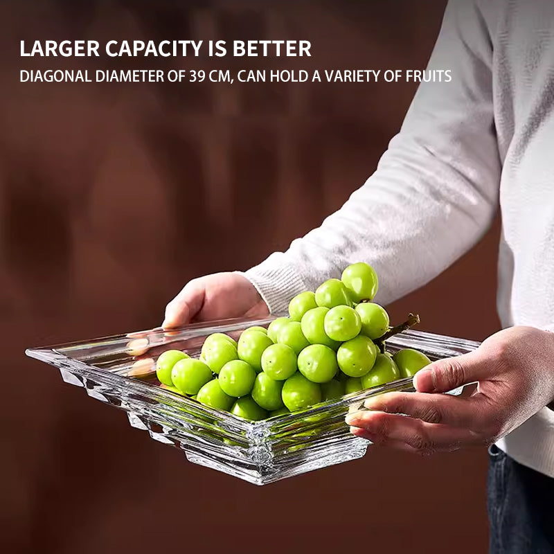 BowLift | High-End Light Luxury European-Style Home Crystal Glass Plate, Living Room Coffee Table Fruit Plate, Large Fruit Plate, Suitable For Offices And New Homes