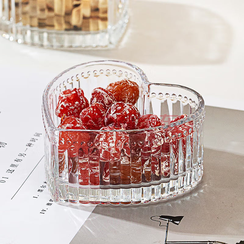 BowLift | Love Fruit Plate Snack Plate Lead-Free Glass Bowl Household Divided Dry Fruit Plate Five-Piece Set