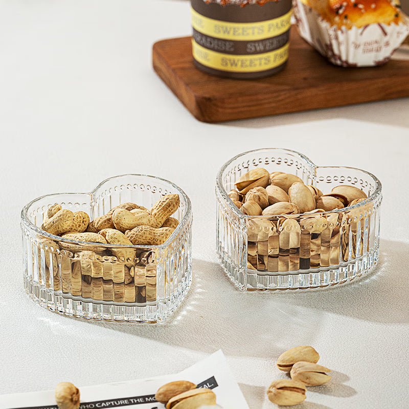 BowLift | Love Fruit Plate Snack Plate Lead-Free Glass Bowl Household Divided Dry Fruit Plate Five-Piece Set